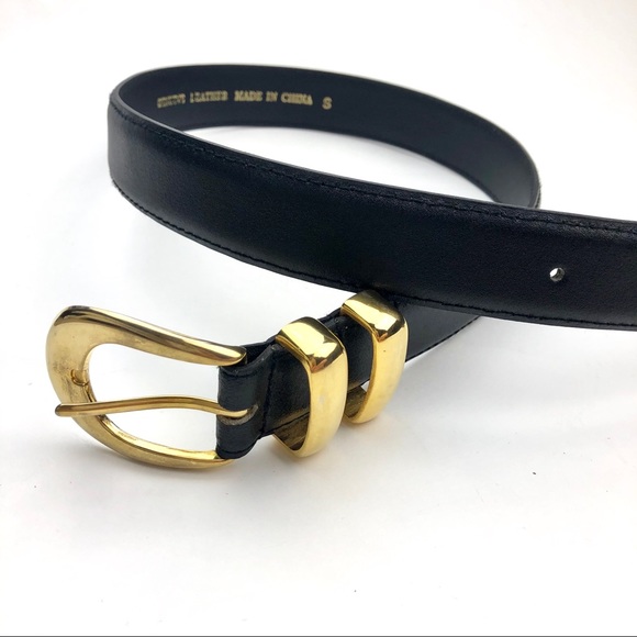 Accessories - Leather Belt With Gold Buckle
